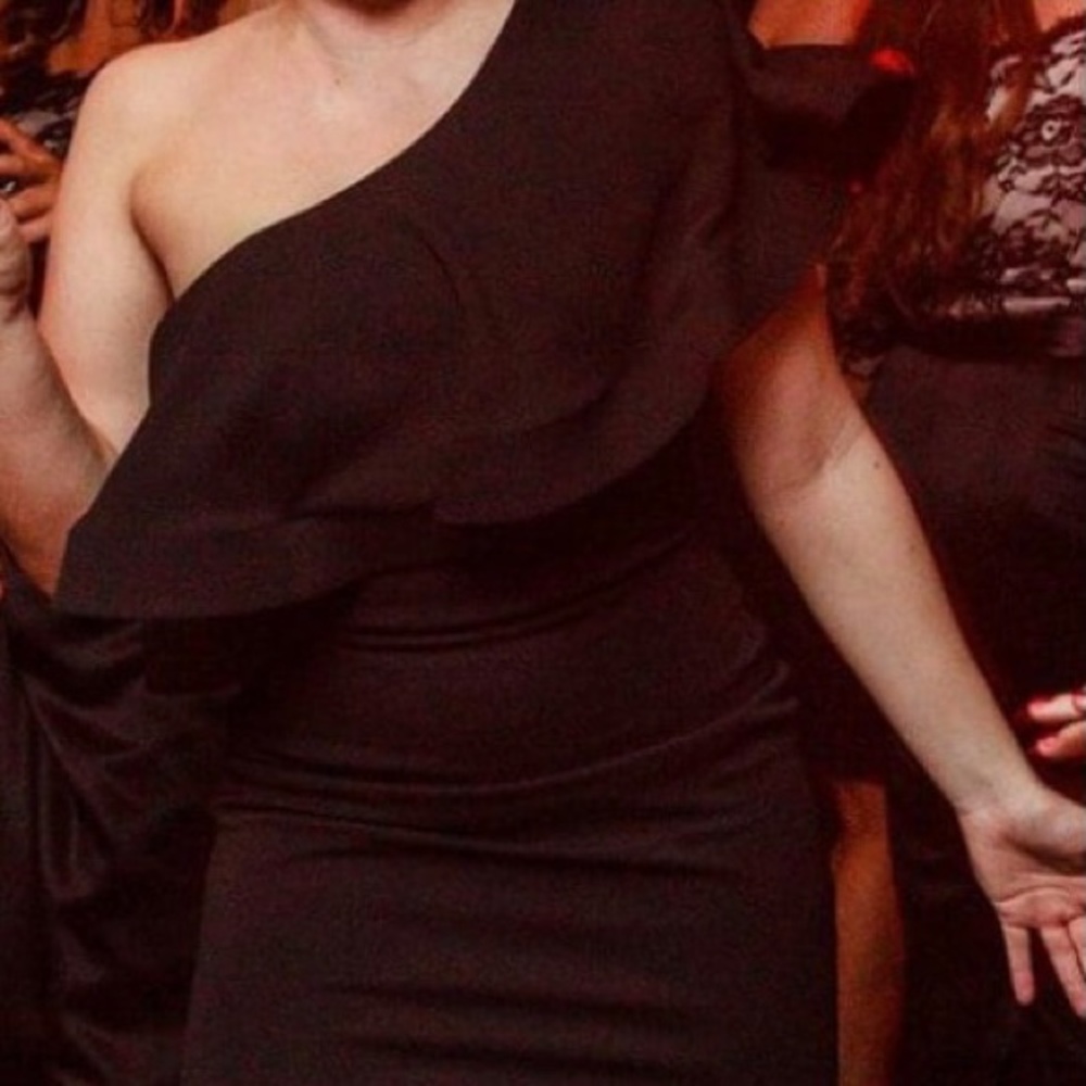 Long Off the Shoulder Black Formal Dress